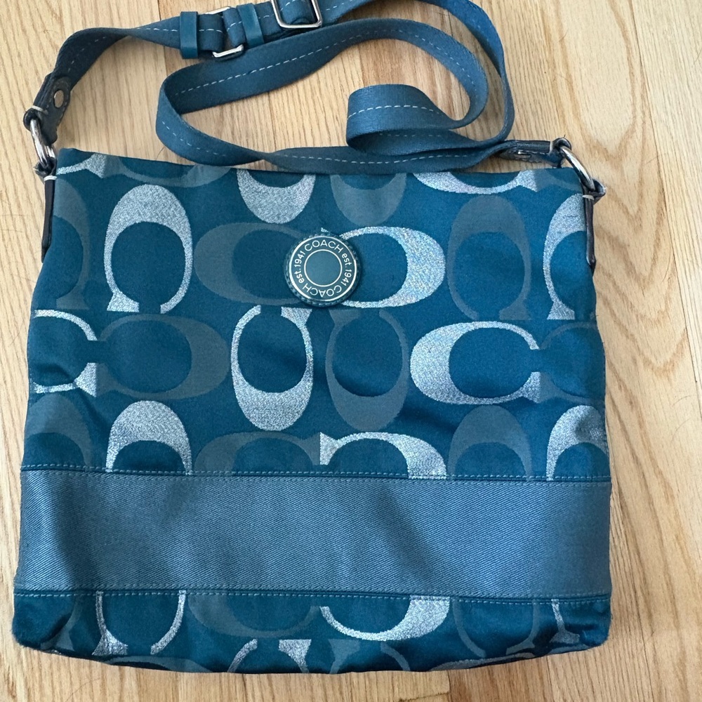 Coach Blue Crossbody Bag with Signature Monogram